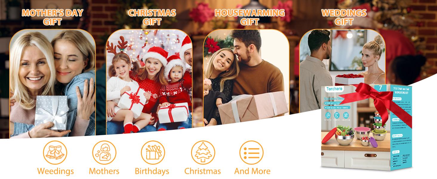 Mixing Bowls with Lids Set, 7 PCS Stainless Steel Mixing Bowls with 3 Grater Attachments, Size 4.5, 4, 3.5, 2.1, 1.5, 1.1, 0.7QT, Ideal for Kitchen Cooking Baking & Serving