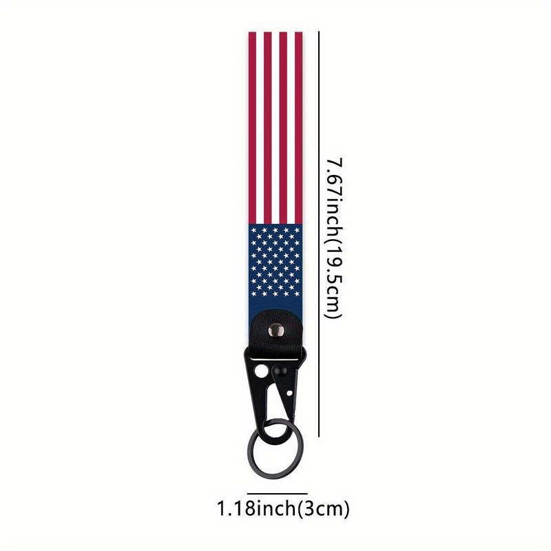 American Flag Keychain Stars and Stripes Car Key Holder in Durable Polyester Patriotic Fashion Accessory for Men and Women Great Winter Gift Idea Practical and Stylish