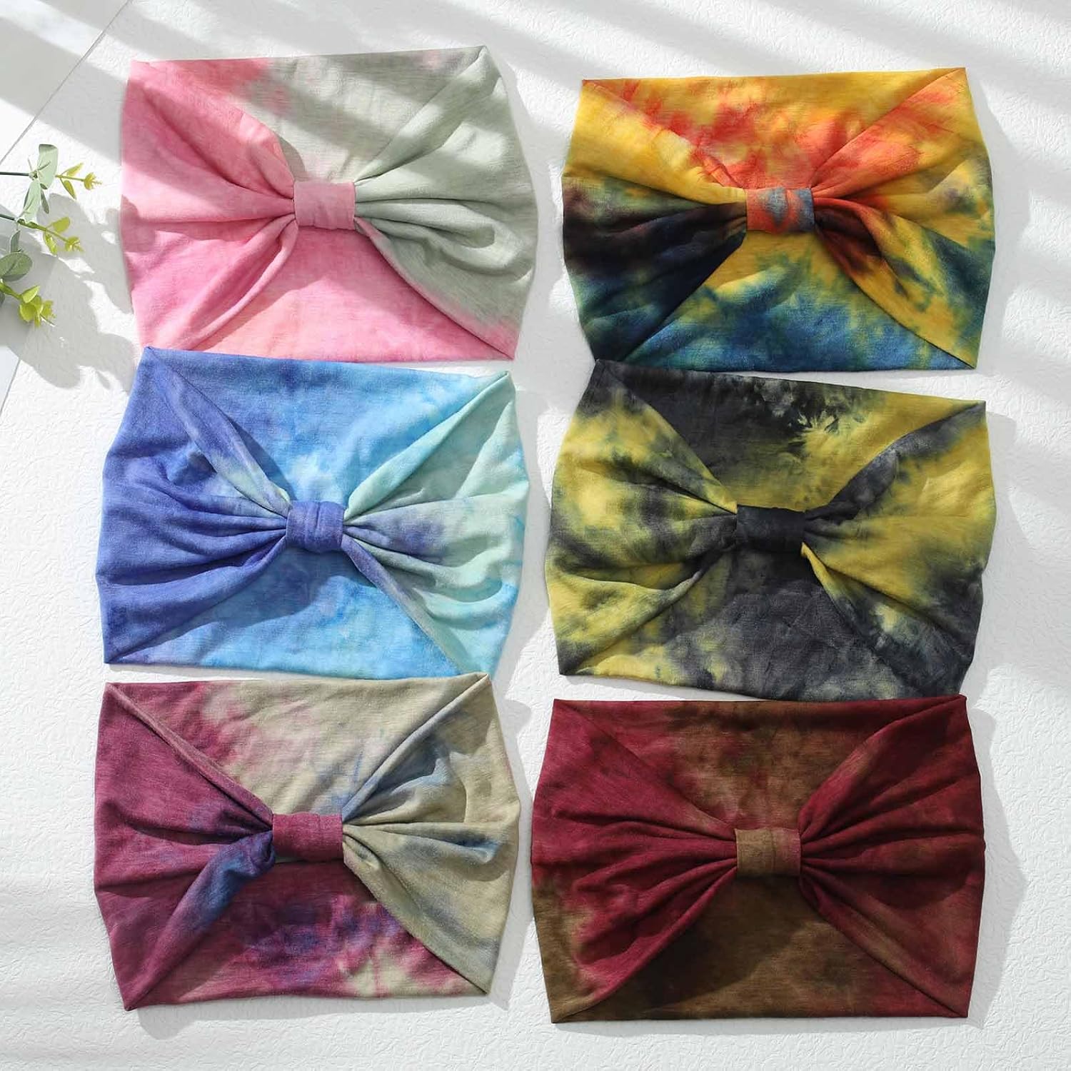 Wide Headbands Women Knotted Headband Non Slip Elastic Hair Bands Tie Dye Turban Head Wraps Workout Yoga Sports Sweatbands Boho Headbands for Women Fashion Hair Accessories Pack of 6 (Stylish) SpringStatements