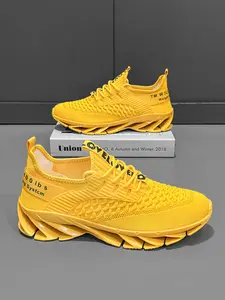 Six Colors Men Knit Blade Sole Sneakers Casual Running Dual Use Knit Rubber Breathable Light Anti-Slip