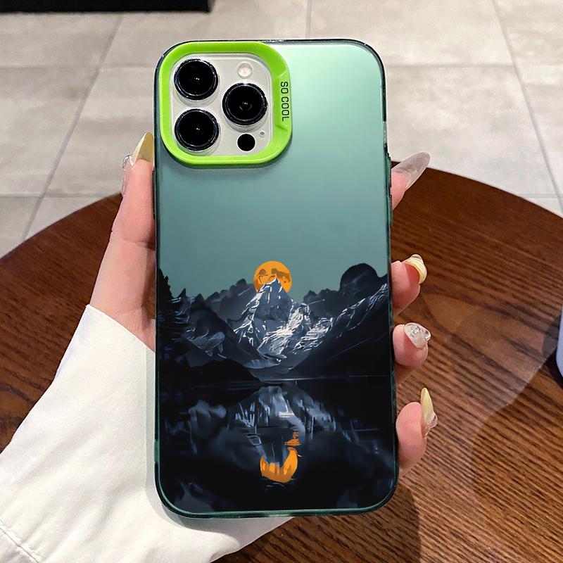 Phone Case for iPhone 16 Pro Max 15 Plus 16E 14 13 12 11 XR XS Mountain View Sunset Pattern Anti-Scratch Shockproof Pocket-Friendly durable Cover