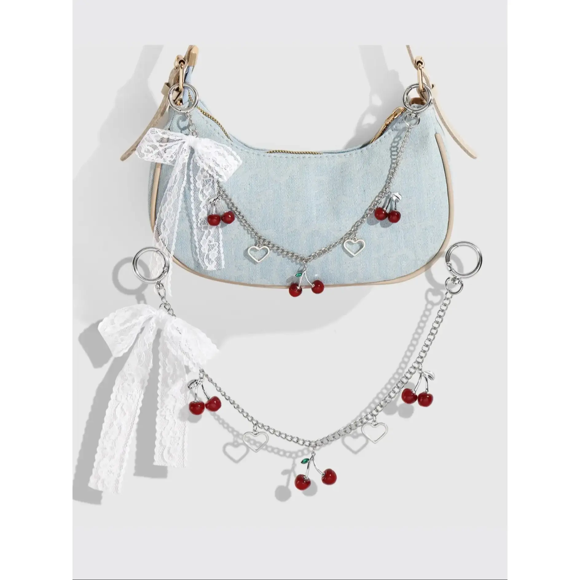 Y2K Themed Cherry Shaped Bag Pendant, Refined Decorative Purse Accessory Designed For Year-Round Daily Bag Embellishment, Portable Ornament For Outfit Matching And Casual Present Selection For Female Users room decor