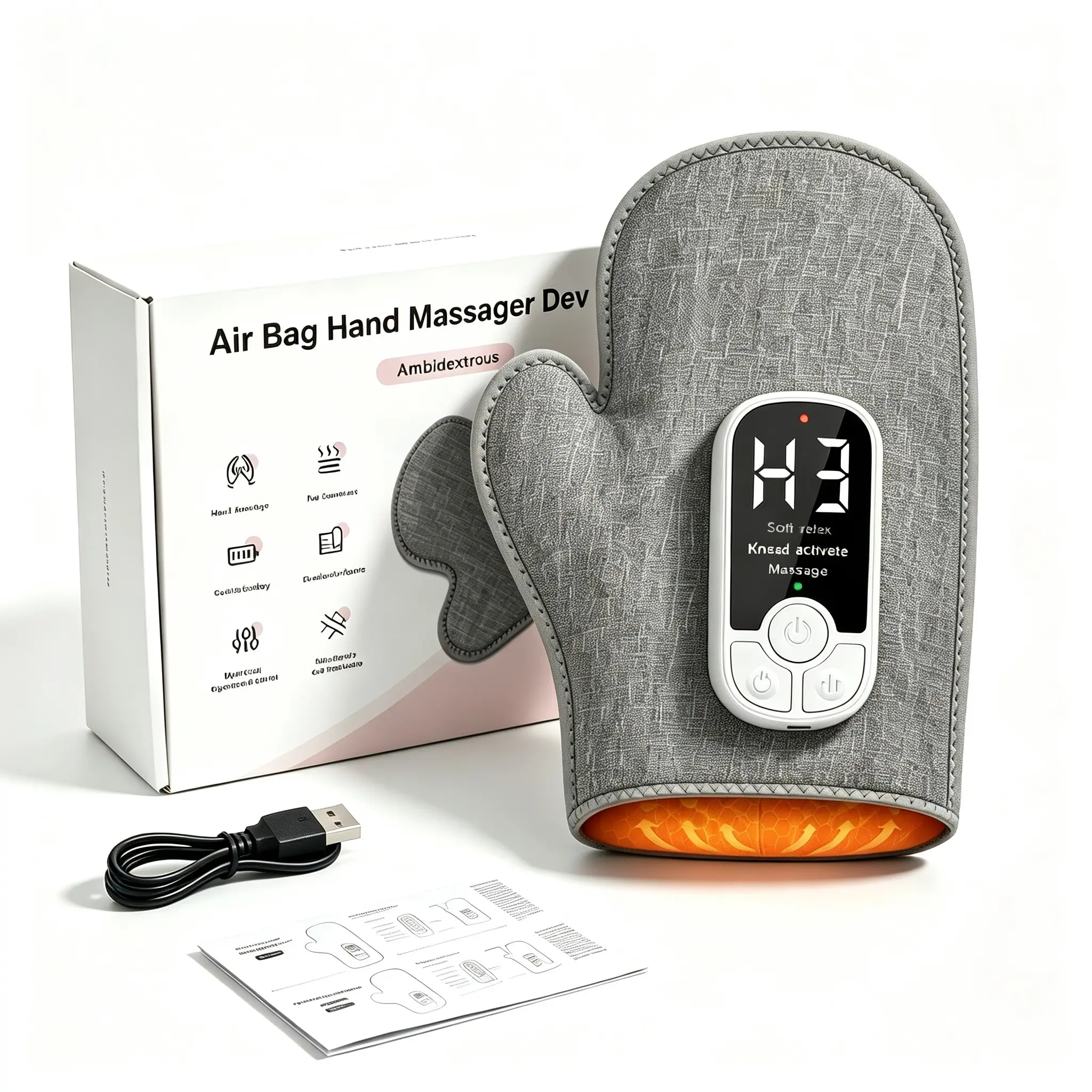 Rechargeable Air Compression Hand Massager Glove, Heating Hand Massage Device, Lightweight Portable for Home & Travel, Ideal Gift for Family & Friends