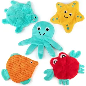 No Stuffing Dog Toys, Crinkle Dog Toys Squeaky Dog Toys Cute Animal Dog Plush Toys for Small Medium Large Dogs Puppy Teething Chew Toys Dog Toys Bulk 5 count