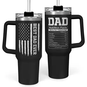 Best Dad Ever Tumbler 40oz Stainless Steel Insulated with Lid & Straw, Dads Gifts for Christmas Birthday Valentine Fathers Day, Father Coffee Cup Gift for Dad Daddy Father from Daughter Son