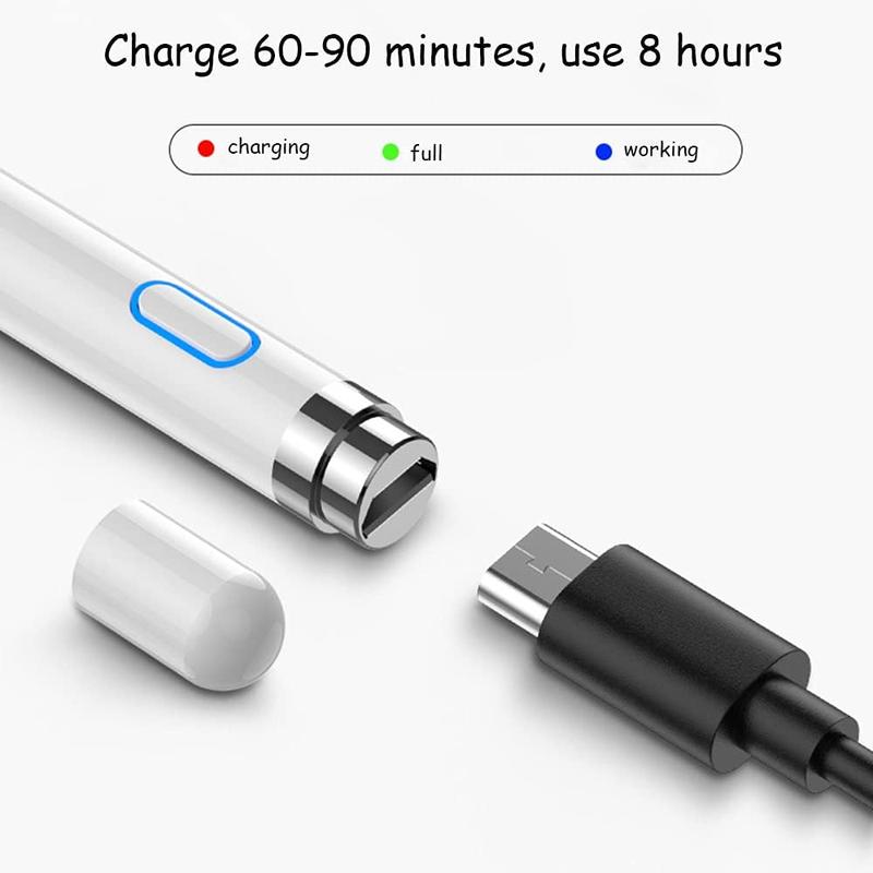 Digital Stylus Pen for Touchscreen, Stylus Pencil for  iPad mini/Pro/Air, , , Android and  Phone & Tablet, 1.5mm Fine Point Rechargeable Pens - White
