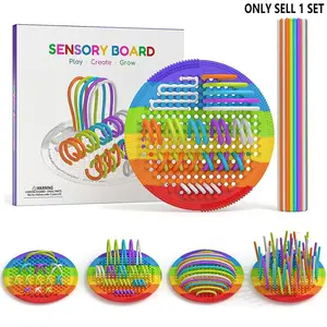 Silicone Sensory Activity Board for Toddlers Fine Motor Skills Fidget Toys | Kids calming noodles threading board eases anxiety ADHD autism portable classroom airplane office gift for adults all ages