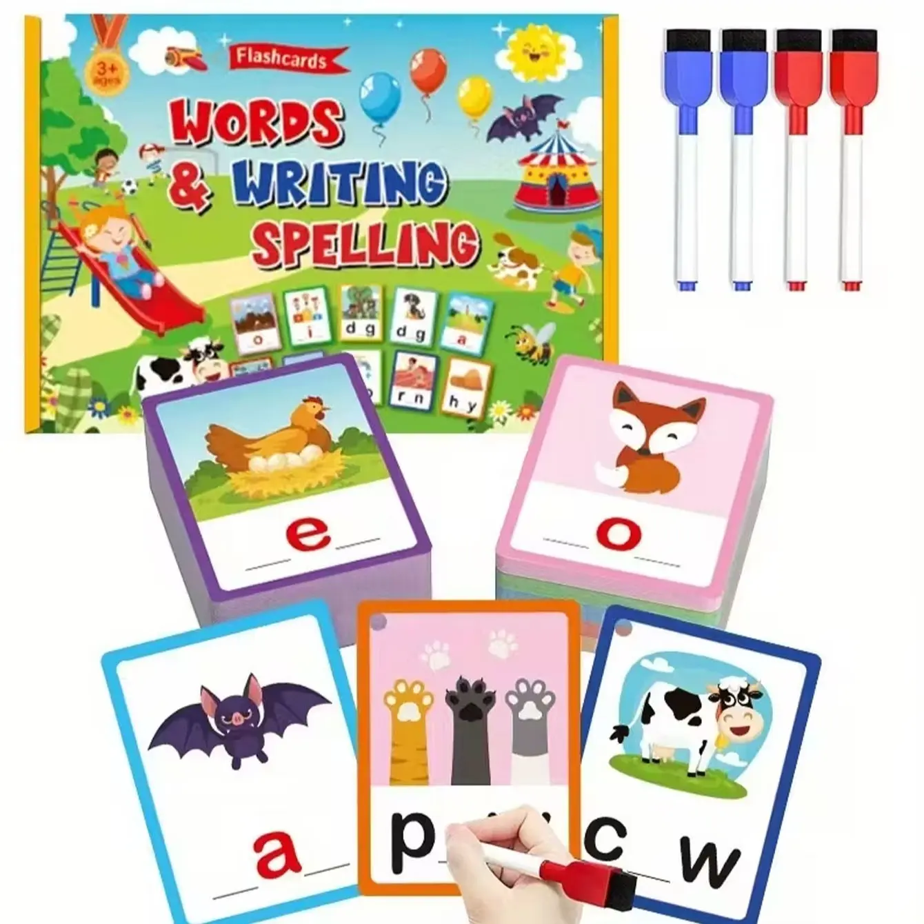 CVC Word Spelling Games, 100pcs/set CVC Word Writing & Spelling Flash Cards Learning Activities, Homeschool Supplies, Preschool Learning Tool, Sight Words Reading Game Montessori Toys