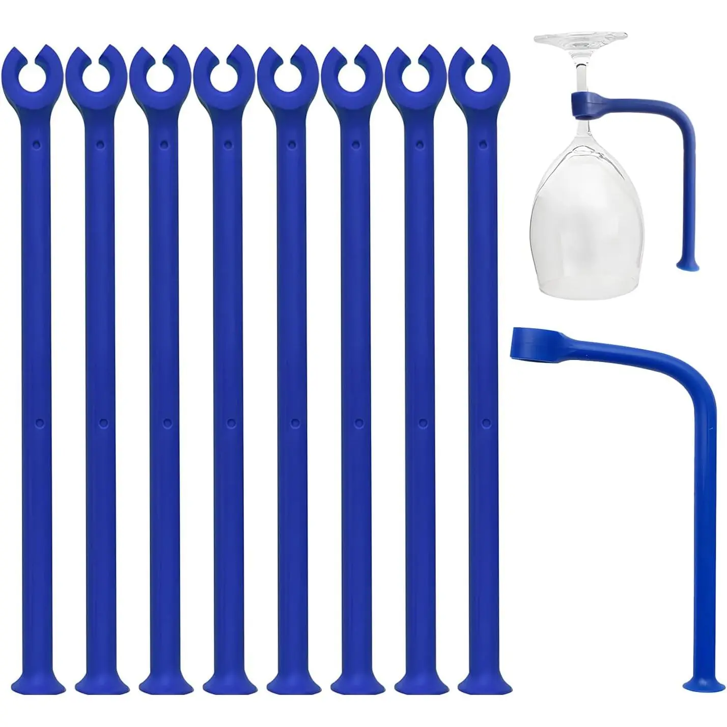 Stemware Saver Flexible Stemware Holder Dishwasher  Glass Protector Tether  Dishwasher Attachment (Blue/8 pcs)