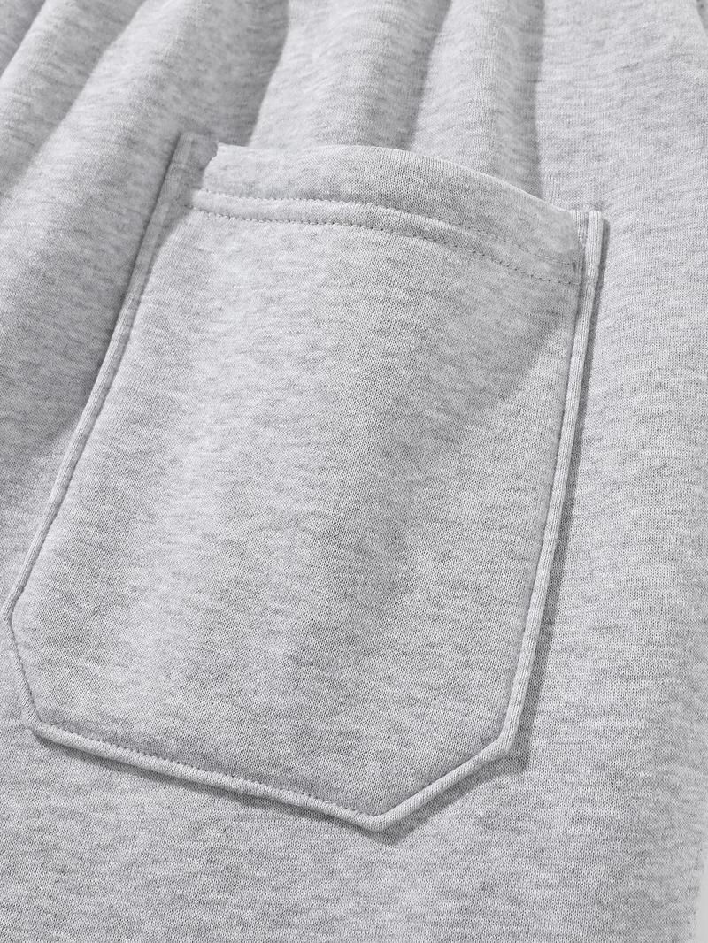 Men's Solid Drawstring Waist Thermal Lined Sweatpants, Casual Comfy Regular Fit Jogger Pants for Fall & Winter, Men's Trousers for Daily Wear, Pants for Men, Work Pants Men, Baggy Trousers, Men's Bottoms, Workout Joggers, Casual Sports Trousers