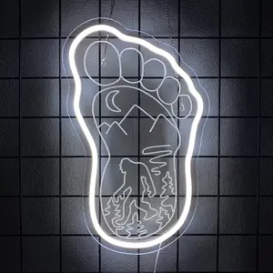 White Sasquatch Neon Sign Bigfoot Mountain Forest Neon Light for Bedroom Hallway Garage Home Wall Decor Man Cave Children's Room for Birthday Party Gifts for Fans Friends Kids