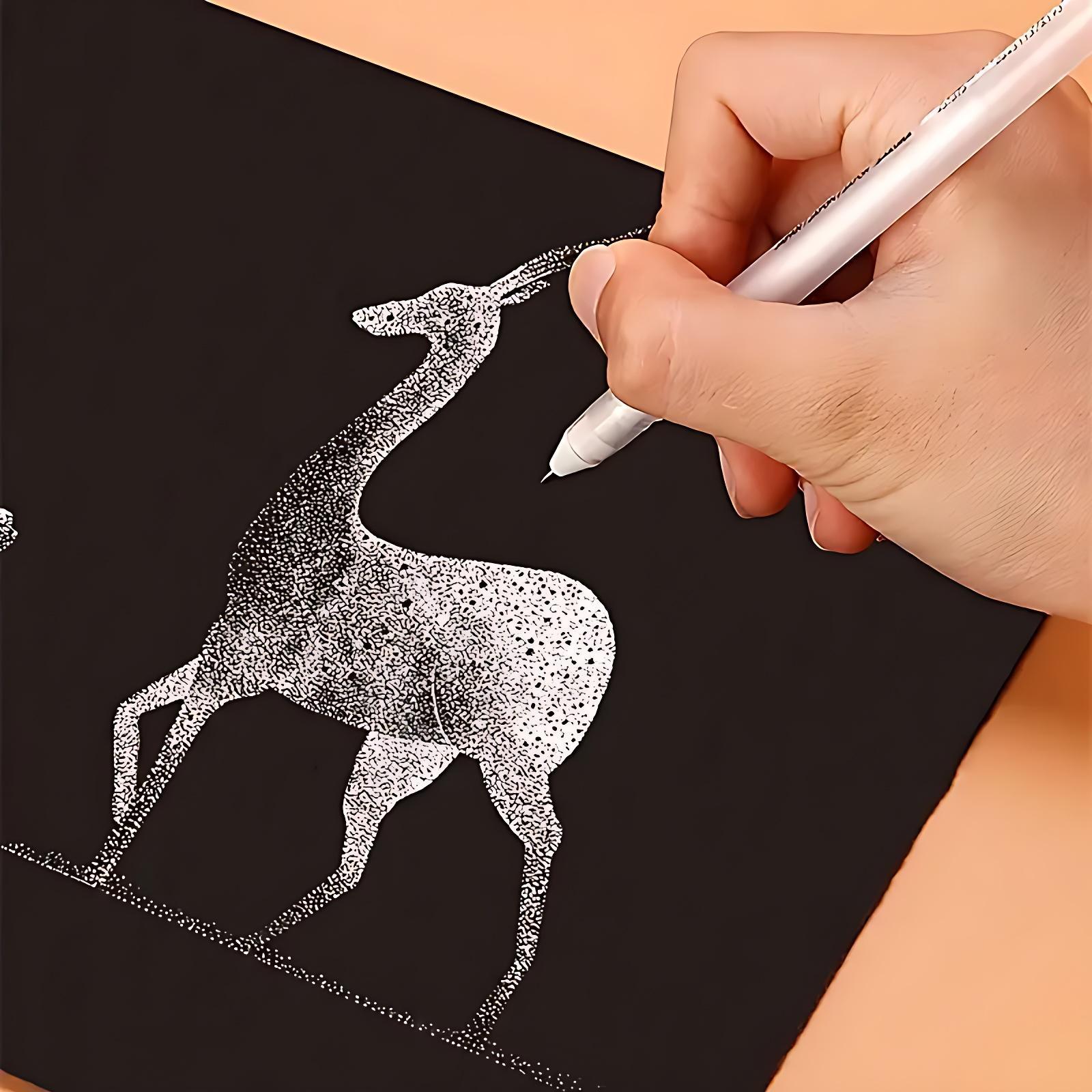 White Marker Pens (5 Counts), Portable White Gel Pen Set, Writing & Drawing for Students, Office, School, Home, Fine Tip Markers