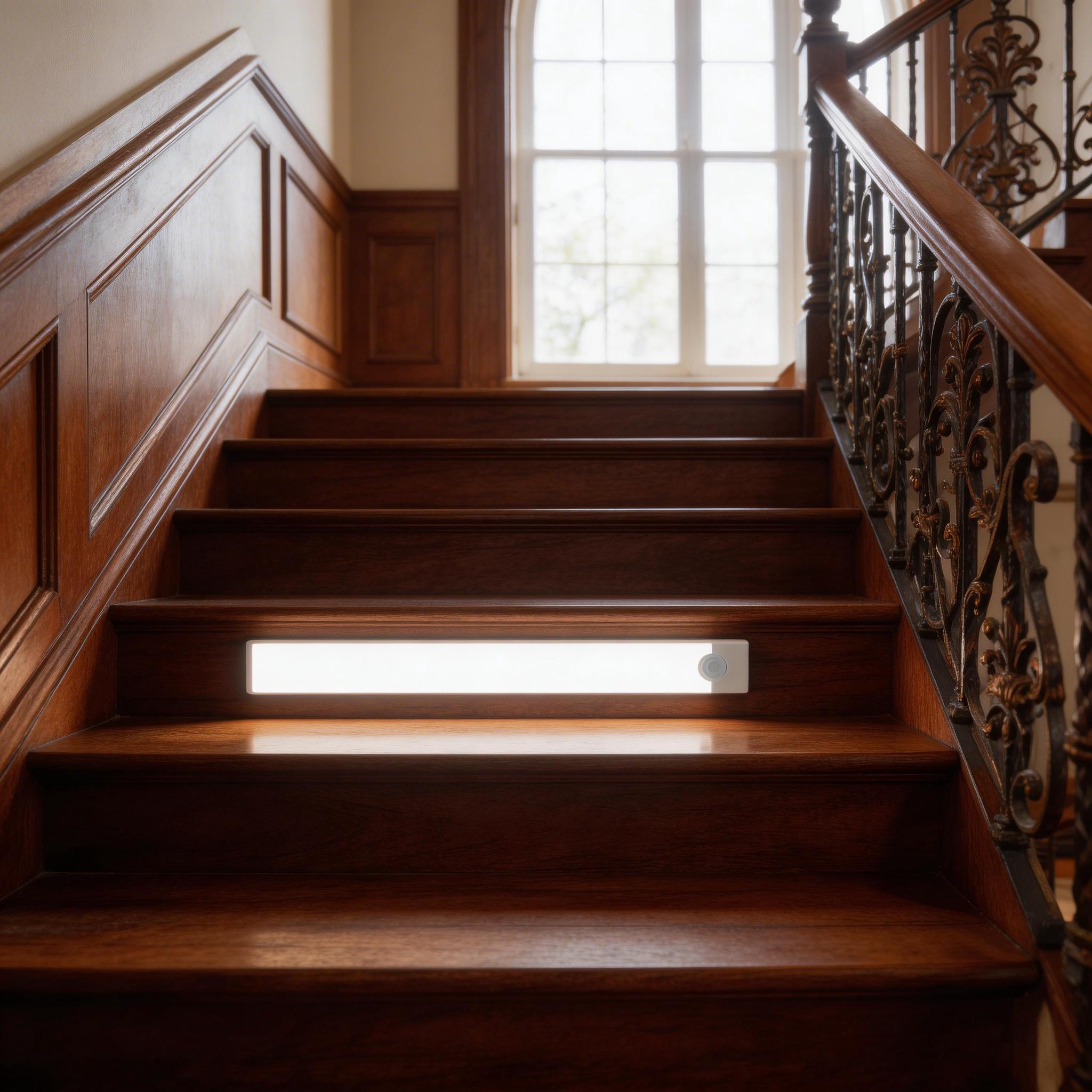 6 - Pack Motion Sensor LED Stair Lights Indoor, USB Rechargeable Magnetic Stick On Night Lights, Wireless Under Cabinet Lighting for Kitchen, Closet, Hallway, Bedroom