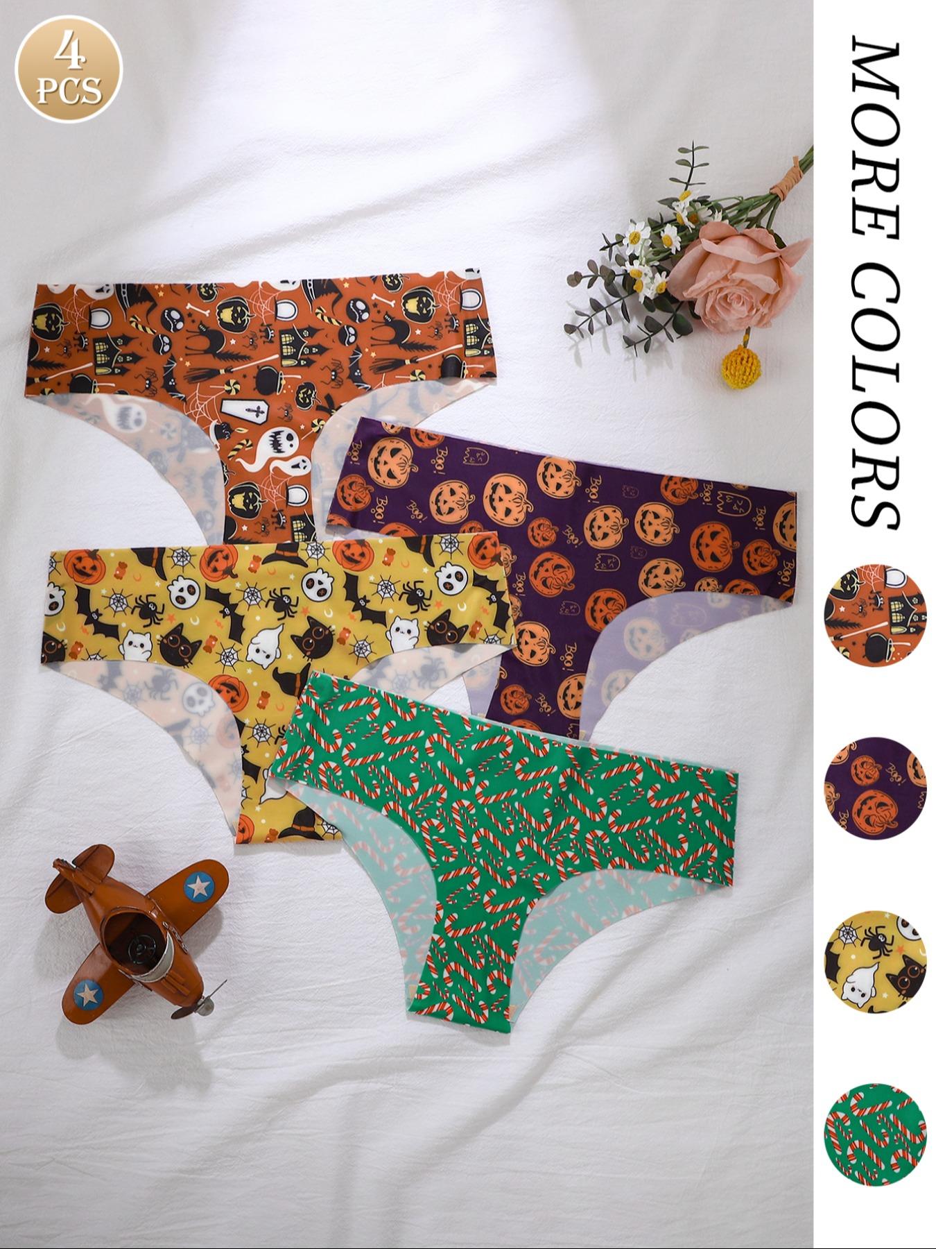 K-Pop Demon Hunter Halloween Cute & Simple Morandi Solid Color Seamless Ice Silk Triangle Underwear, Low-Waist Elastic Thin Women's Panties