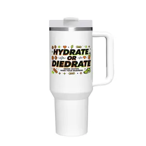 40oz Gym Tumbler with Handle | Hydrate Or Diedrate Funny Fitness Water Mug