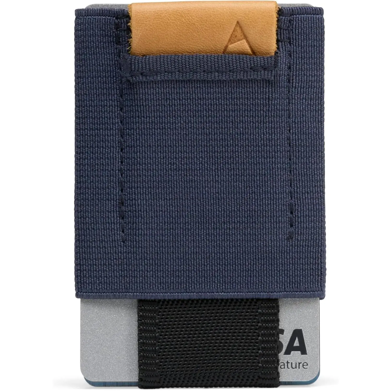 Slim Wallet For Men - Mens Wallet Slim - Navy With Leather | Minimalist Wallet, Holds 4-14 cards, Pull Tab,   Holder, Durable Materials, Easy Access, Key Holder