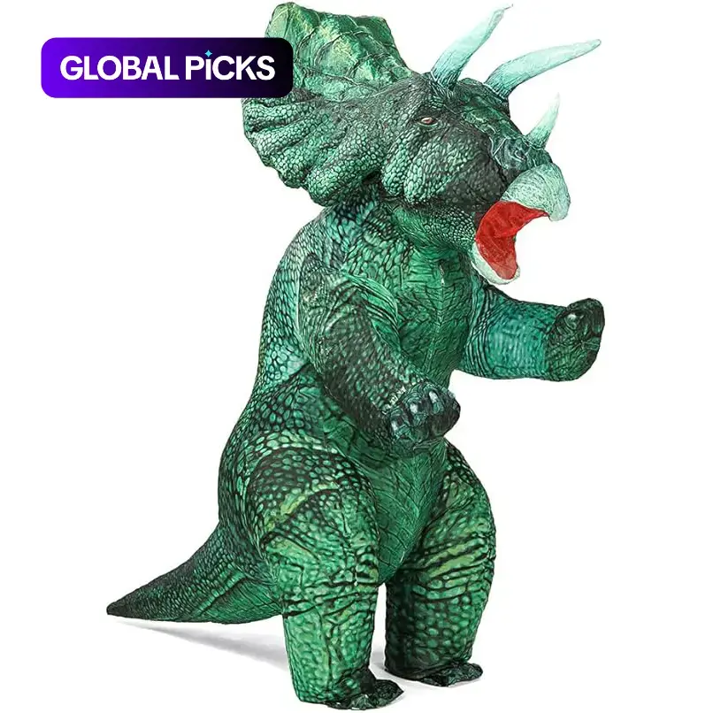 Realistic 3D Printed Triceratops Inflatable Dinosaur Costumes Without Battery, Suitable for Adults 155-190cm, Includes Fan and Battery Box, Perfect for Halloween Cosplay Parties
