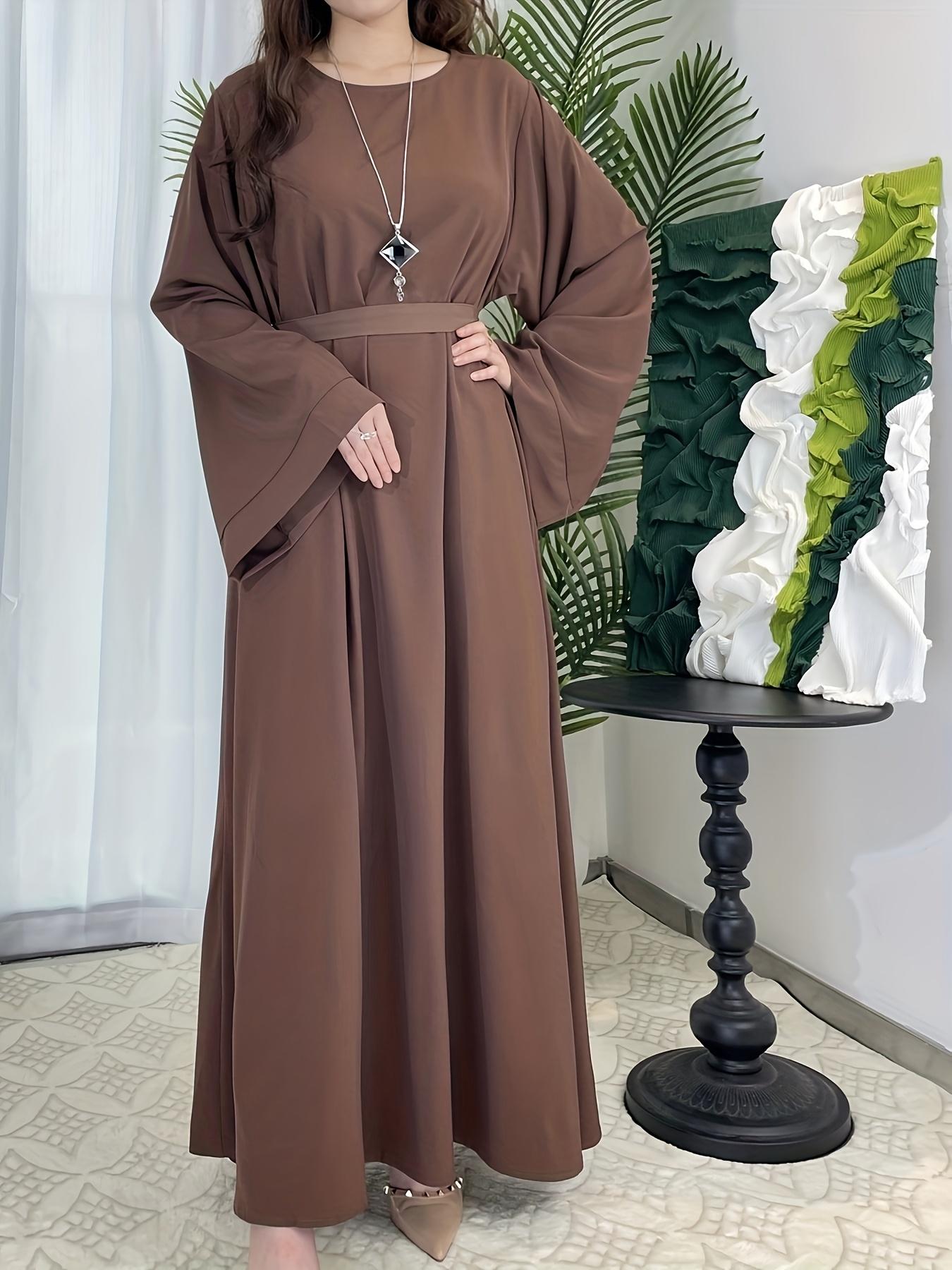 [Middle Eastern Loose Fit Dress] Elegant Green Arabic Women's Muslim Robe |   Middle Eastern Flared Sleeve Long Dress |   Loose Fit All-Season Versatile Home Festival Traditional Attire
