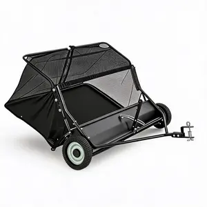 44 Inch Lawn Sweeper Tow Behind 24 Cu Ft Large Leaf Collector Grass Catcher with Adjustable Brush Height and Easy Dump Mechanism Pull Behind for Tractor ATV
