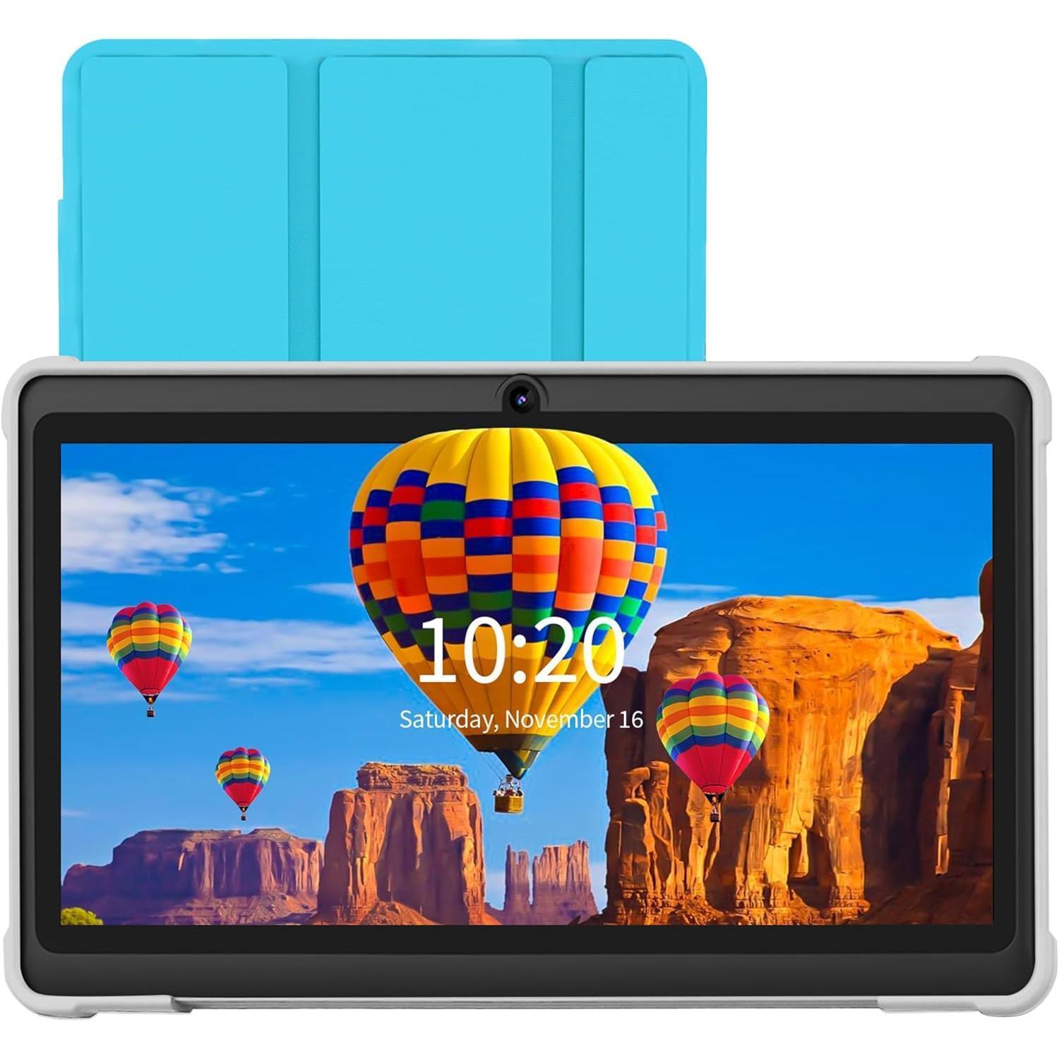 7 Inch Tablet, Quad Core Android 13 OS, 32GB ROM, WiFi, Bluetooth, Dual Camera, USB C Tablet PC, 7" Touch Screen IPS HD Display Android PAD for Gifts(Blue)