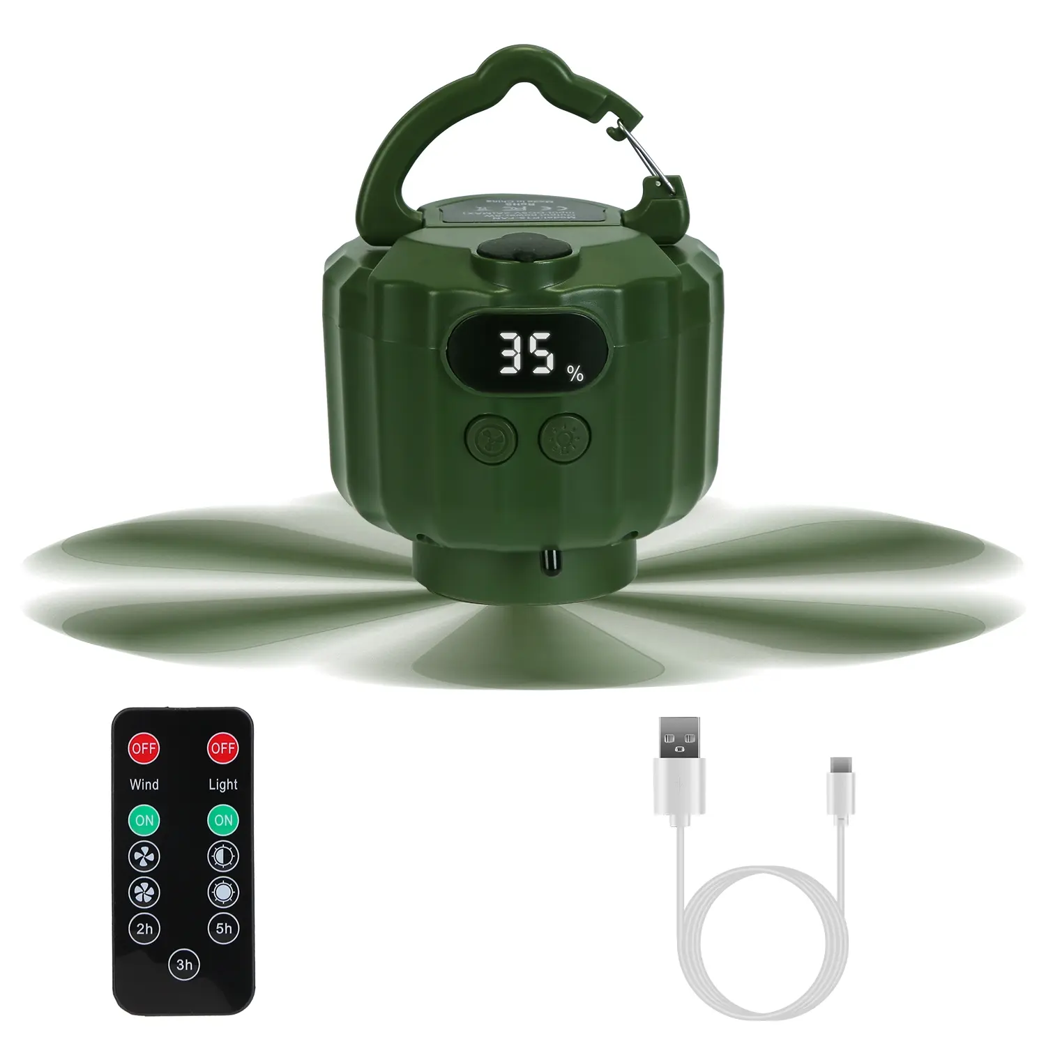 10400mAh Rechargeable Camping Fan with LED Light, Portable Hanging Tent Fan with Remote Control, USB Powered Ceiling Lantern Fan, 3 Fan Speeds, 3 Brightness Levels, LED Display, Timer & Power Bank