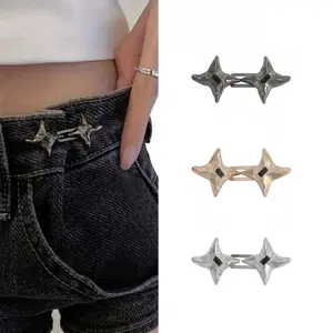 3 Pairs Star Waist Adjuster Clips Set, No-Sew Adjustable Waistband Fasteners for Jeans & Pants, Detachable Waist Tightener Clips, Fashion Fit Fix Accessories for Daily Wear