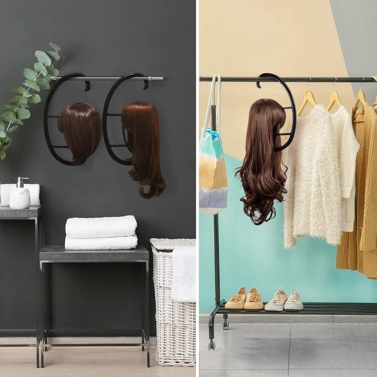 Hanging wig/hat display stand, 3-piece/set foldable Collapsible wig hair dryer stand, professional portable space saving hanger wig/hat storage display stand, suitable for home storage and travel storage