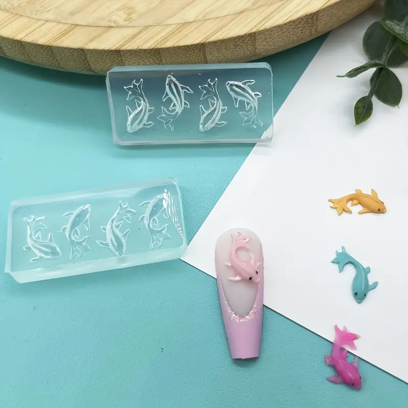 2-Pack Carp Silicone Mold Set for Resin Jewelry, Earrings, Pendants, Ideal for Nail Art, Durable, Easy Demolding, High-Definition Craft Kit
