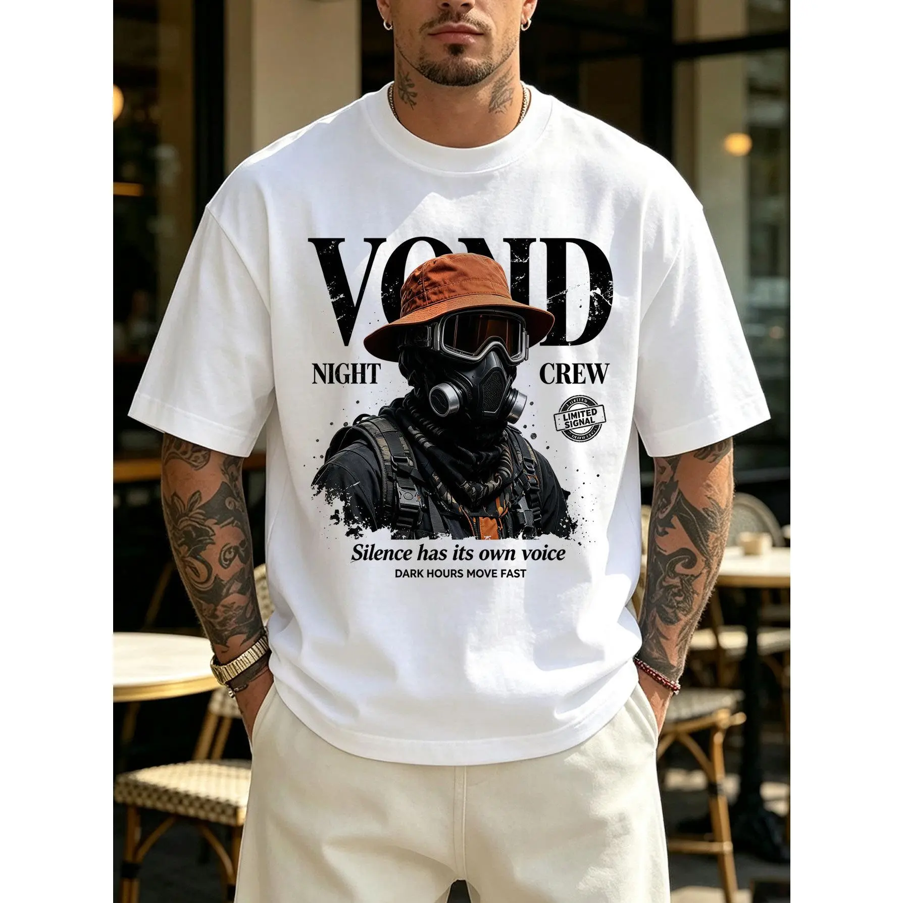Cyber Tactical Graphic T-Shirt for Men, Futuristic Techwear Streetwear Shirt, Vond Night Crew Style Tee, Digital Military Print Top, Gift for Him