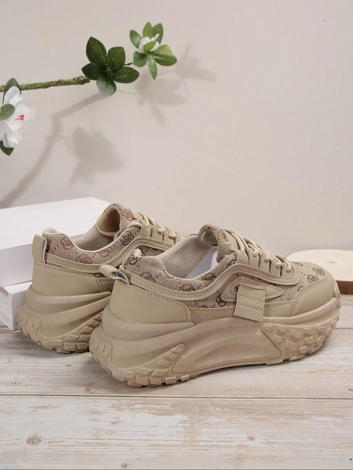 Women's Fashionable Lace Up Front Platform Low Top Sneakers, Trendy Fashion Sneaker, Casual Comfortable Sports Shoes for Daily Wear, Perfect for Students and Outdoor Sports, Fashion Walking Sneakers