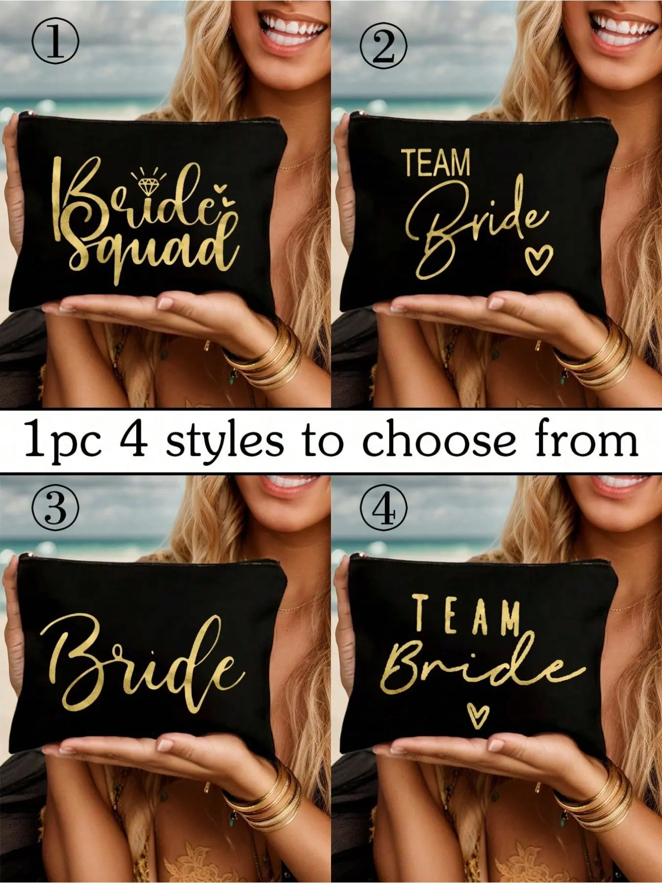 Bride Print Makeup Bag, Portable and Lightweight, Ideal for Wedding Prep and Honeymoon Travel, Reusable Multi-Function Organizer