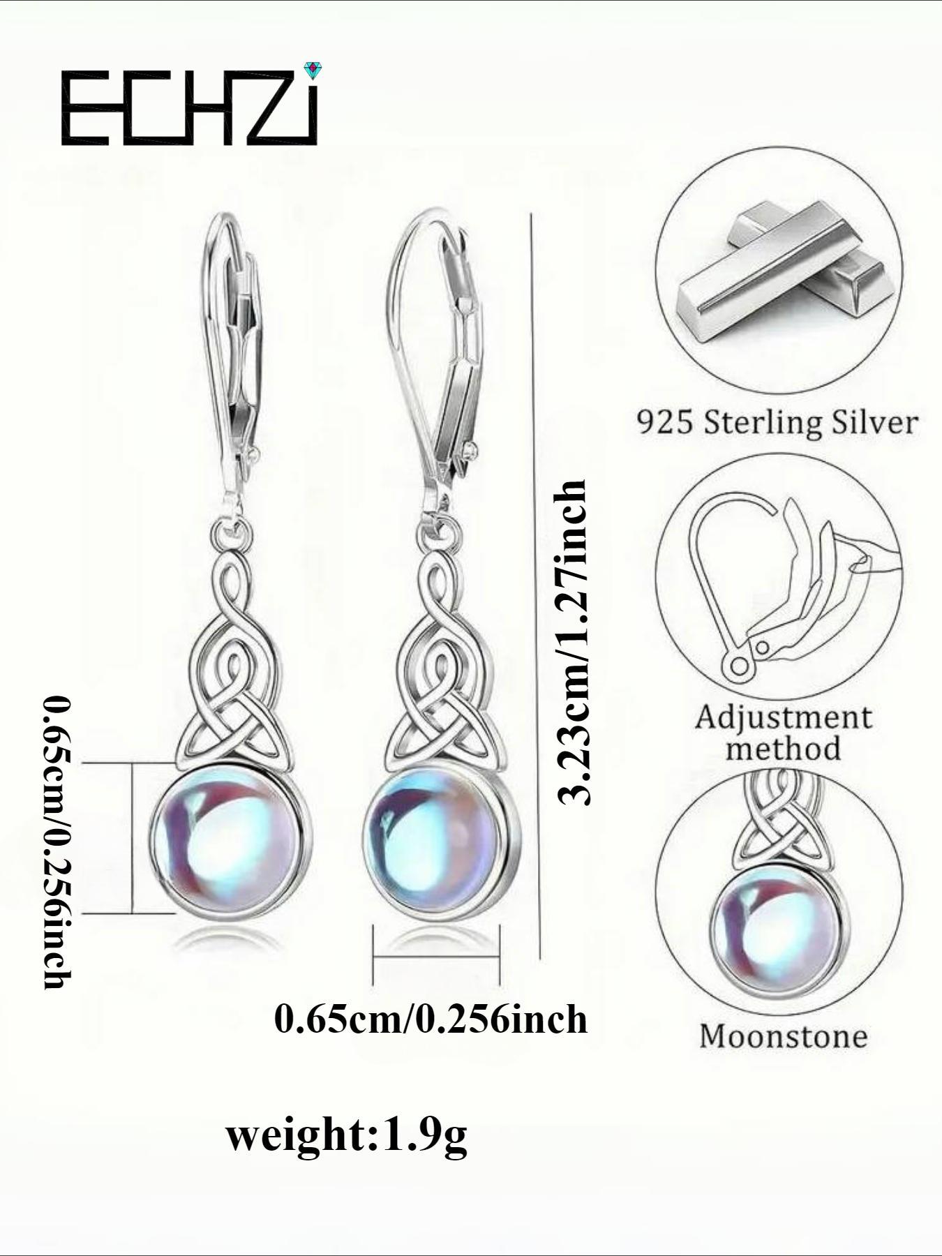 925 Sterling Silver Moonstone Decor Dangle Earrings, Vintage Style Drop Earrings for Women, Fashion Jewelry Accessories for Daily Wear