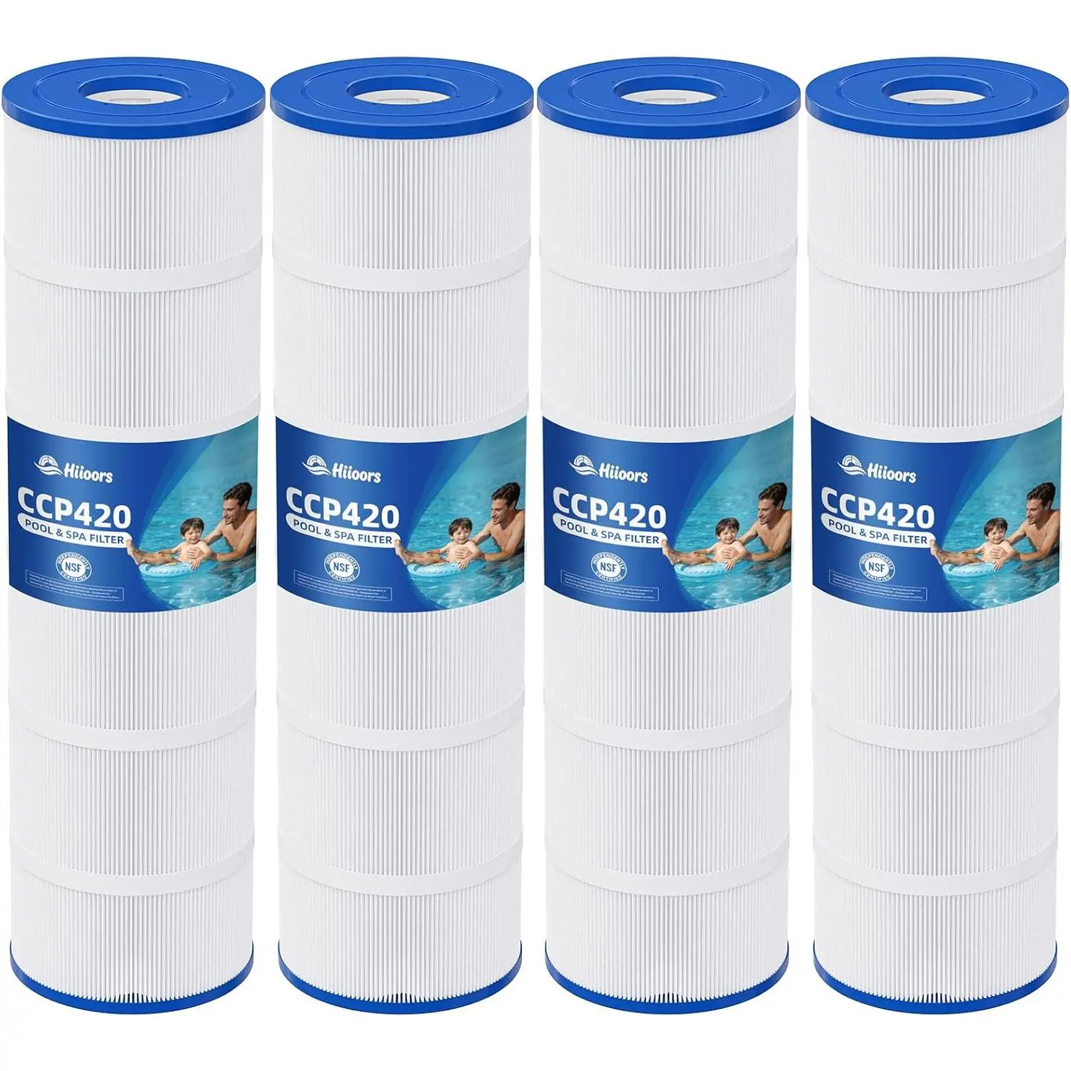 CCP420 Pool Filter Cartridges 4 Pack, Compatible with Pentair Clean & Clear Plus 420, Replaces Pentair R173576, Pleatco PCC105-PAK4, 420 sq.ft, Heavy Duty 5 oz+ Trilobal Fabric