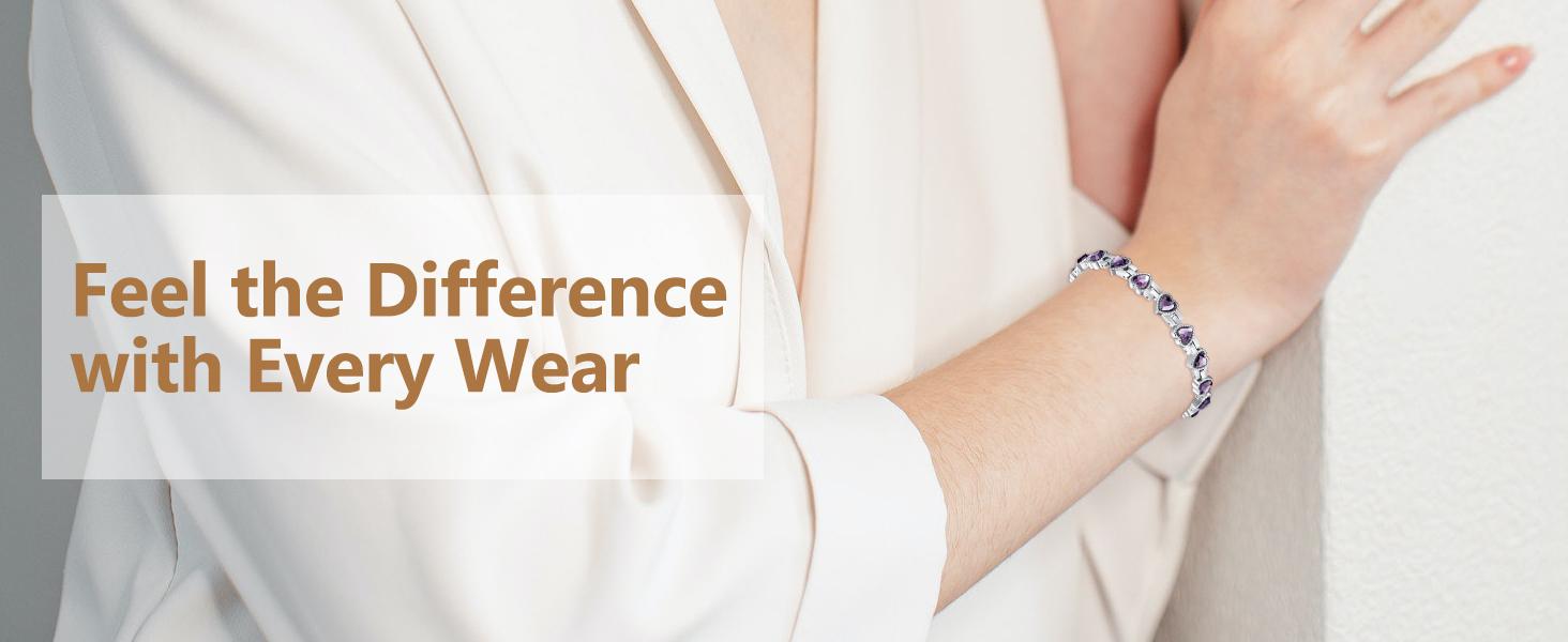 Jecanori Magnetic Bracelets for Women, Titanium Steel Magnetic Bracelet with Neodymium Magnets & Sparkling Crystals, Jewelry Gifts SpringStatements