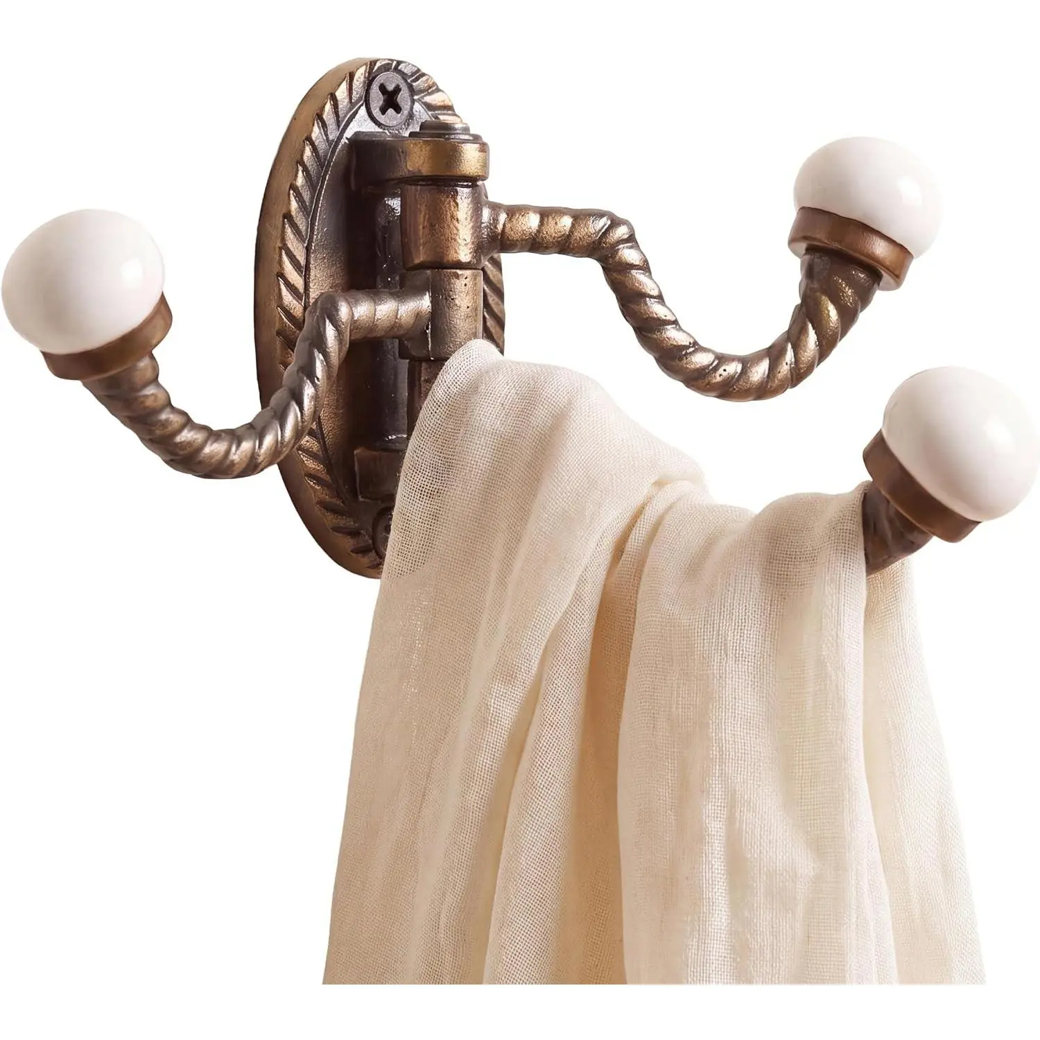Swivel Tri Arm Wall Hooks Foldable Iron Ceramic 3 Prong Hook