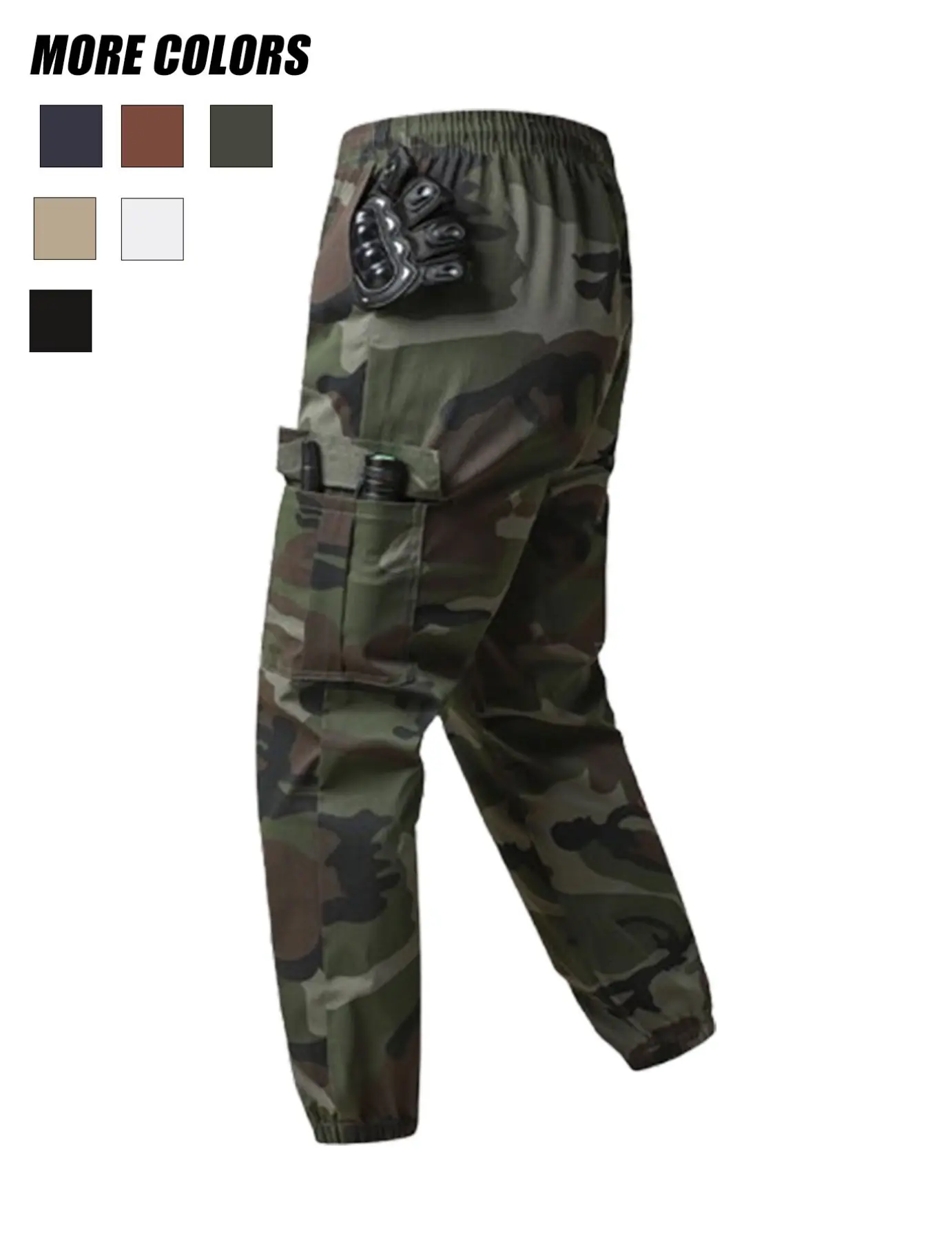 Men's Camouflage Pants, Spring & Fall Loose Fit, Trendy Multi-Pocket, Durable Workwear, Fashionable Cuffed Cargo Trousers