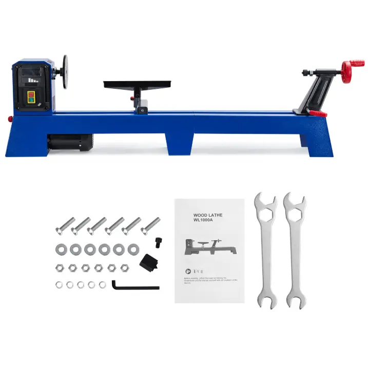 Hosslly 14-in Benchtop Wood Lathe Machine, 0.5 HP Infinitely Variable Speed 890-2600 RPM, 40-in Turning Wood Capacity, Includes Wrench & 3-Piece Chisels Set for Woodworking Woodturning