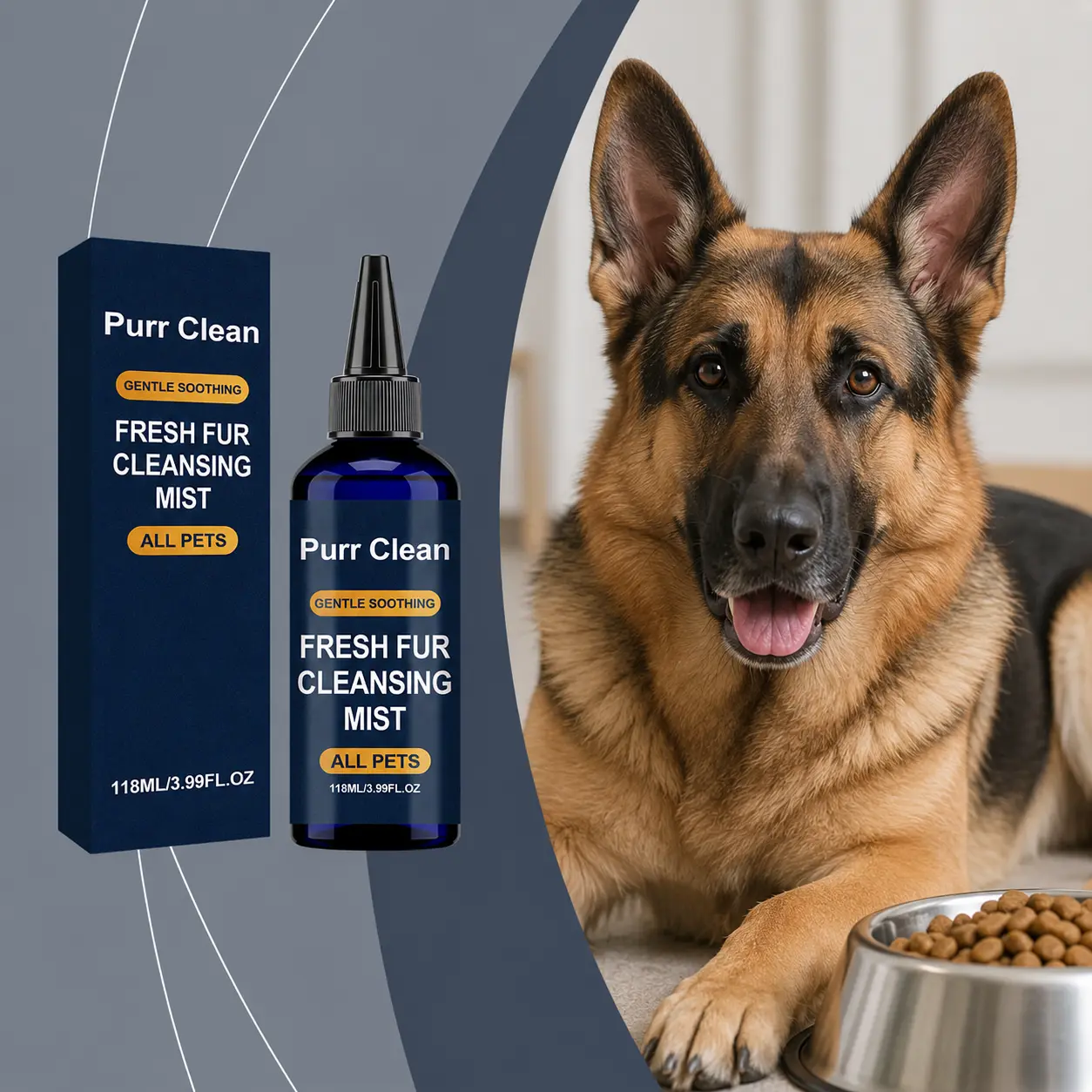 Dog & Cat Cleansing Spray - 118ml Pet Grooming Mist with Aluminum Octenyl Succinate Starch, Modified Cornstarch, Deep Cleansing, Gentle Cleaner, Deodorizing, Fresh Scent, Enhances Coat Shine, Improves Coat Smoothness