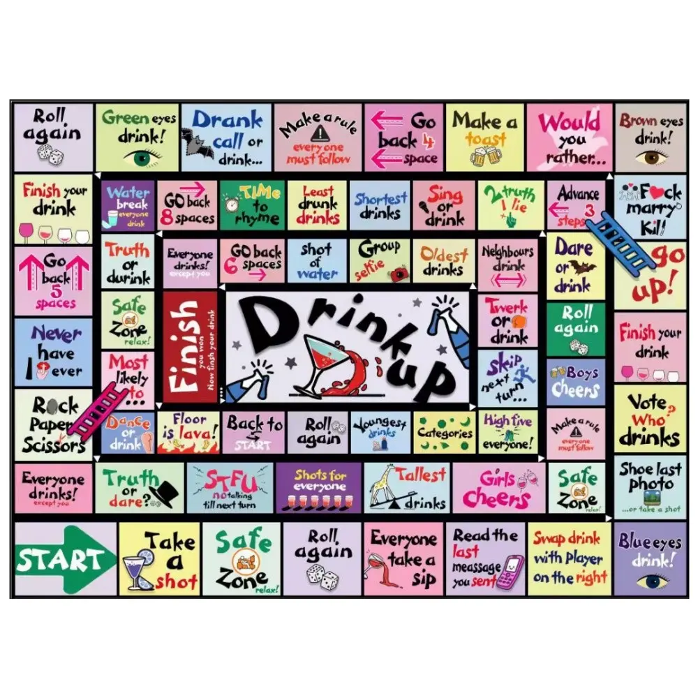 Adult Drinking Board Game with Waterproof Rubber Mat, Fun Interactive Drinking Game for Parties, Holidays, Birthdays, University Nights