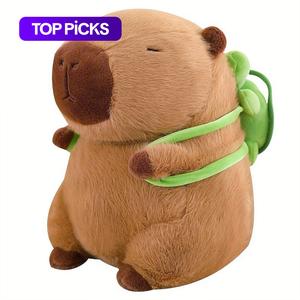 summer capybara plush toy, cute simulation capybara stuffed toy, soft animals decoration toy for home sofa & bed, pets plush toys, jelly cats, posh plush bedroom decor, gift for her,  capybara plush
