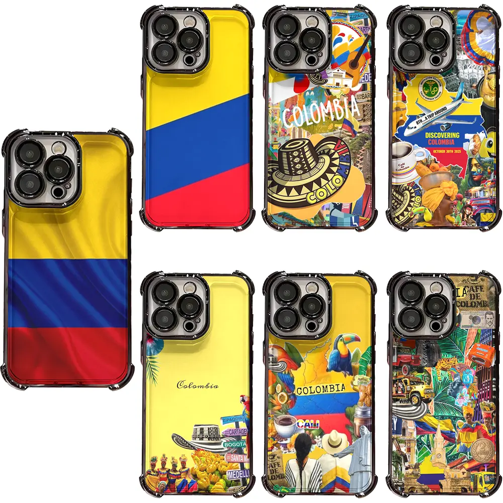 Colombia National Flag Vibrant Tricolor Wave Texture Print Phone Case for iPhone 17/16/15/14/13/12/11 Pro Max/Pro/Plus & Samsung S23/S24/S25/S26 Ultra/Plus,Perfect for Local Residents, Overseas Expats & Cultural Enthusiasts Birthday Holiday Gifts