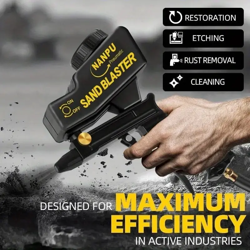 Portable Pneumatic Sandblaster Gun, Electric Tool Accessory, Handheld Mini Sandblaster, Home Metal Cleaning Renovation Tool