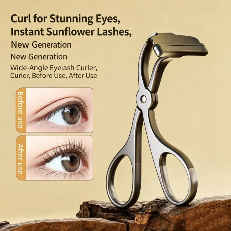 Frameless Eyelash Curler, Sunflower Wide-Angle, Beginner Friendly, Long-Lasting Curling, Curling Lashes, No Eyelid Pinching, Recommended by Makeup Artists, Beauty Lash Curler