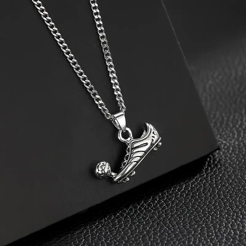 One Fashionable European and American Retro Sports Style Football Shoe Shape Men's Personality Simple Pendant Necklace