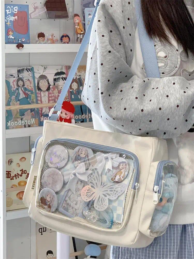 Nylon Aesthetic Transparent Display DIY Basges Students Subculture JK Crossbody Shoulder Bags Casual Sweet Girls Ulzzang Ita Bag
