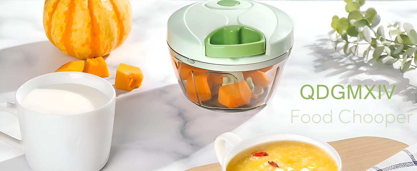 Vegetable Chopper Manual Food Chopper with Container, Hand Pull String Veggie Cutter for Salad Garlic Nut Onion