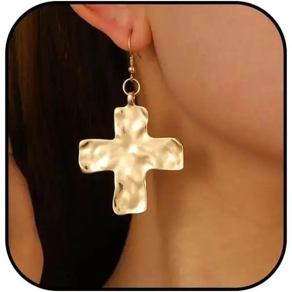Chunky  Cross Earrings for Women Trendy Cross Dangle Earring Thick Large Cross Earrings Statement