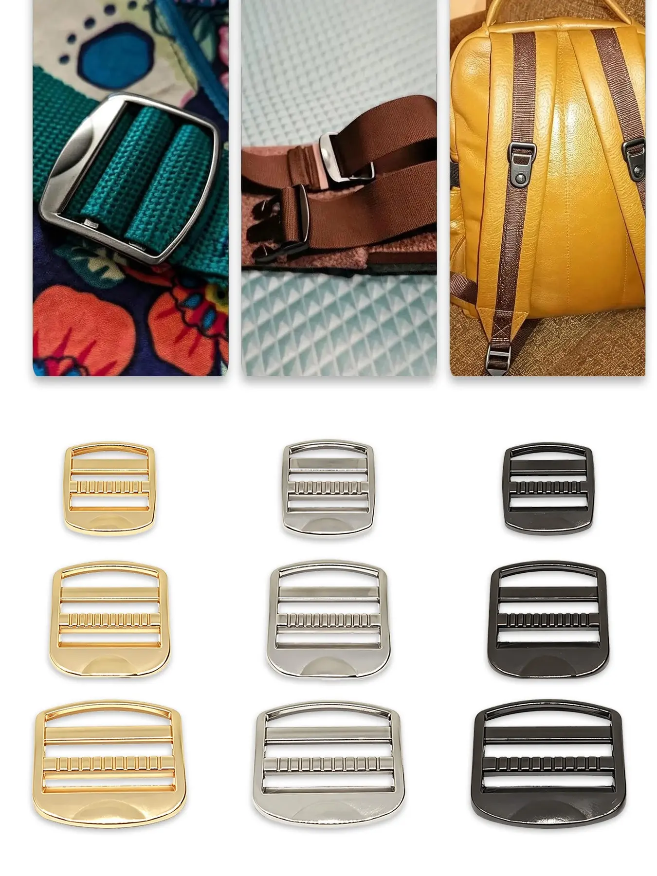 Heavy Duty Zinc Alloy Ladder Lock Buckles Non-Slip Webbing Strap Adjusters Rustproof Metal Slide Buckles for Backpack Gear Repair