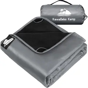 Fleece Waterproof Blanket - Windproof Stadium Blanket for Camping, Picnics, and Sports Stay Dry and Comfortable 80"x 58"(Gray)