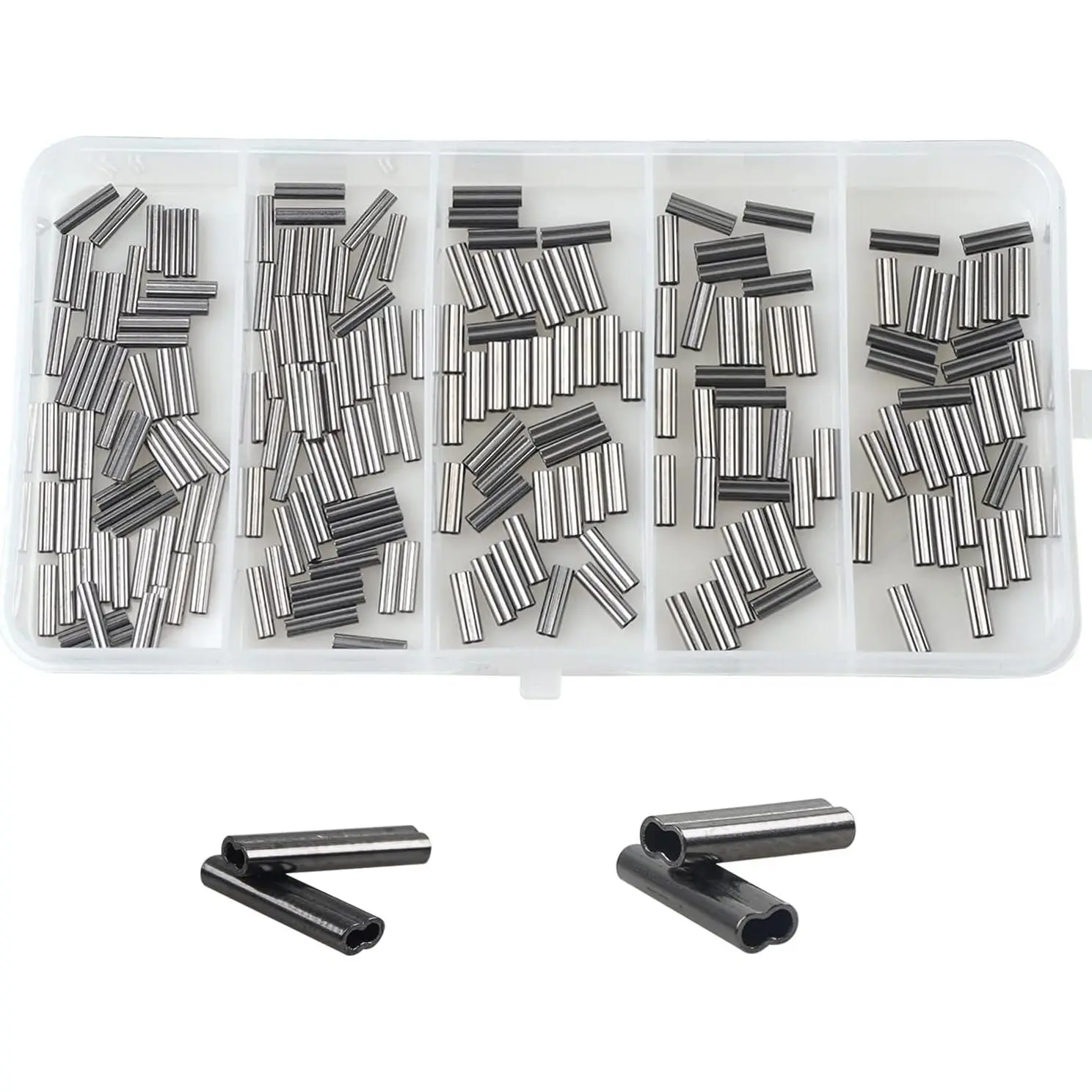 Double Barrel Crimp Sleeves Kit,  Wire Leader Rigging Copper Tube  Line Connector Tackle Kit